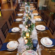 8 ft. Farm Table & Mahogany Chiavari Chairs