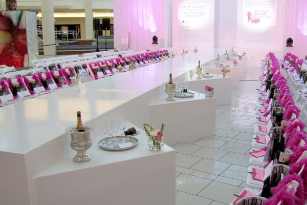 Custom White Stage & Runway with Triangles