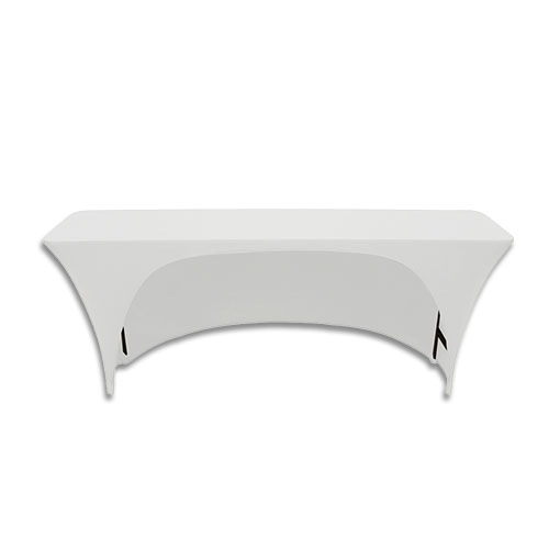 Tablecloth: 6' x 18" Classroom: Open Back Spandex White
