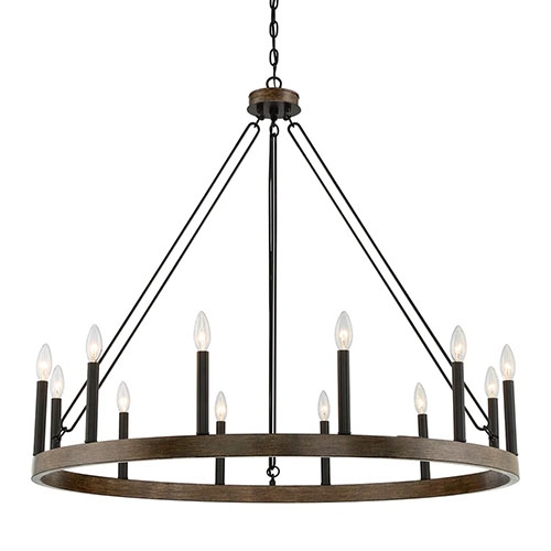 Tent Light: Chandelier Weathered Walnut 40"
