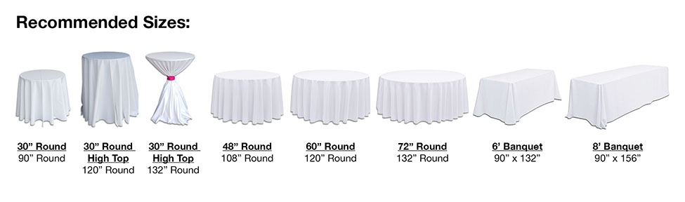 Linens By Size, Banquet Table Linen Sizes