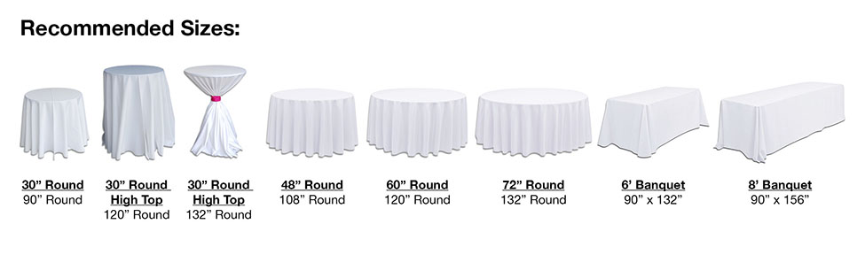 Linens By Size Linens By Size, Banquet Table Linen Sizes