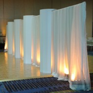 White Sheer with Uplighting and Columns