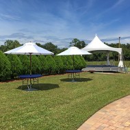Umbrella Tables & Stage with Tent Cover