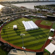 80' x 120' MQ Tent & 12' x 24' Stage with 20' x 30' Tent Cover